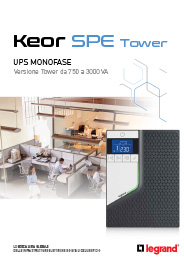 Catalogo UPS monofase Keor SPE Tower da 750 a 3000 VA