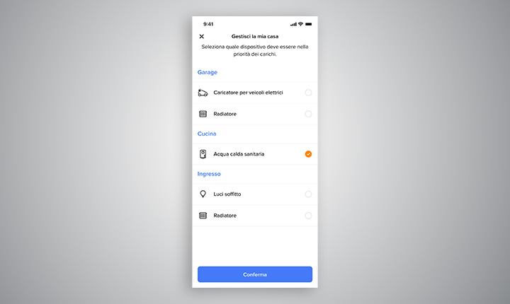Schermata app Home + Control
